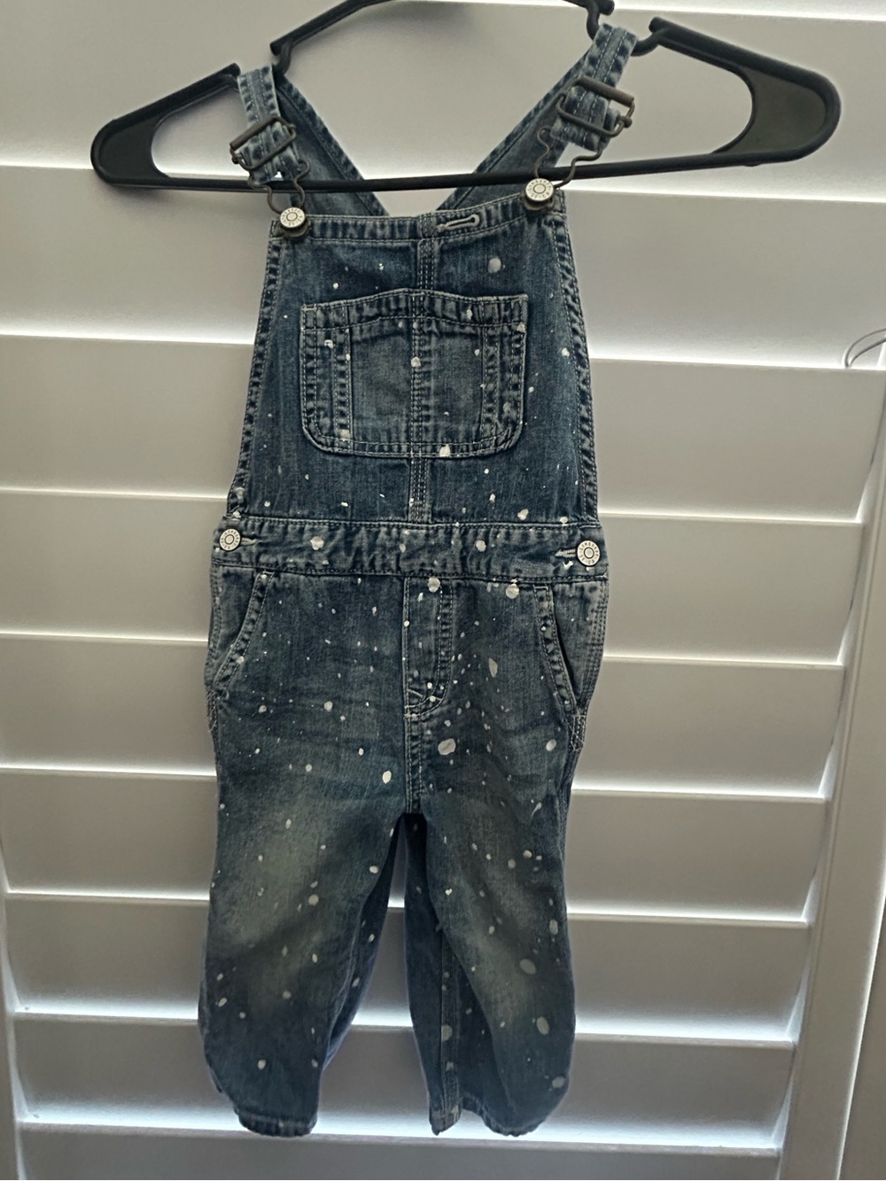 Gymboree Dark Blue Denim Overalls with White Paint-Splatter